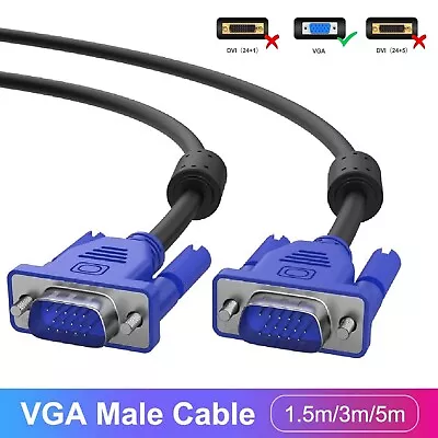 VGA 15pin Male To SVGA Male Cable PC Monitor Extension HDTV Computer LCD Screen • $13.49