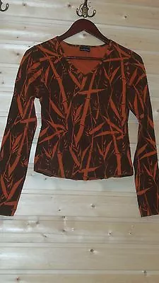 Ladies Marimekko Mika Piirainen Long Sleeve Stretch Cotton Blouse Sz S Bamboo • $29.99