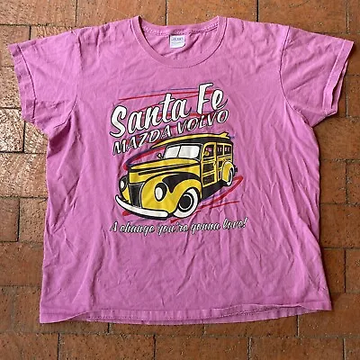 Vintage Gildan T Shirt Pink XL Santa Fe Mazda Volvo Graphic Print Vtg Tee • $10