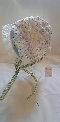 Baby Bonnet-Made With Calico And Fun Prints Trimmed With Vintage Trims • $8.27