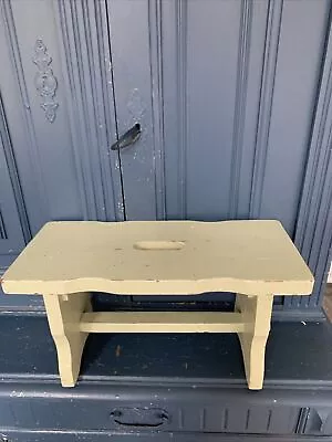 Vtg Scratch Built Wood Green Milking Stool Small Table Plant Stand Chippy Paint • £45