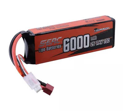 Sunpadow 7.4V 70C 6000mAh 2S RC Lipo Battery Hard Case Deans Plug Can Be Changed • £21