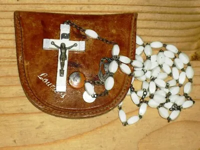 Vintage Religious Rosary Lourdes With Leather Pouch France 1950-60. 21.6 Grams. • £10