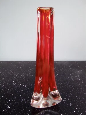 £29.99 • Buy Superb WHITEFRIARS RED TRICORN VASE By GEOFFREY BAXTER * 1960/70s * Exc Cond