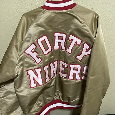 San Francisco 49ers Vtg Chalk Line Spellout Nfl Satin Jacket Adult L • $144.95