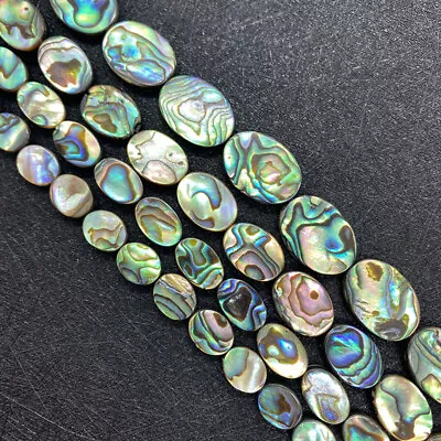 10PCS Natural Abalone Paua Shell Beads Flat Oval 6x8mm 8x10mm 8x12mm DIY Earring • £35.95