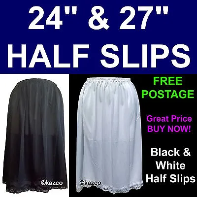 £8.45 • Buy Ladies 24  27  29  Half Slip Petticoat Waist Size 12-26. Black White Underskirt