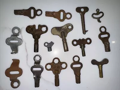 Lot Of 15 Mixed Antique Clock / Skate Keys - Vintage • $34.40