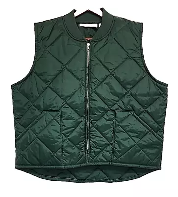 Vintage Big Mac Work Wear Authentic Vest XL Green Diamond Quilted Nylon • $38.99