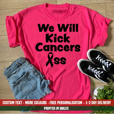 Ladies We Will Kick Cancers Ass T Shirt Race 5K Run For Life Running Charity Top • £14.99