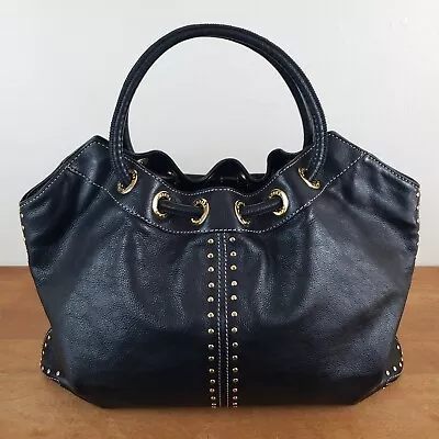 Michael Kors Studded Astor Large Black Leather Ring Tote Hobo Bag • $49.99