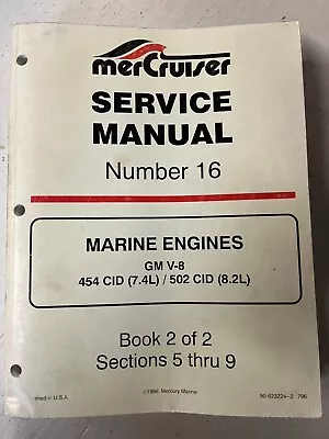 MerCruiser Service Manual Number 16 Marine Engines GM V-8 90-823224 Bn12 • $23.95