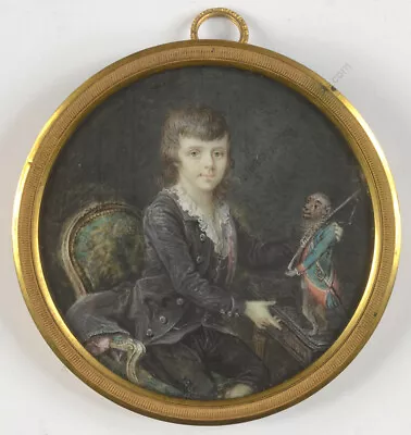 Cornelius Hoyer (1741-1804)  Aristocratic Boy With Trained Monkey  Ca. 1790 • $11070