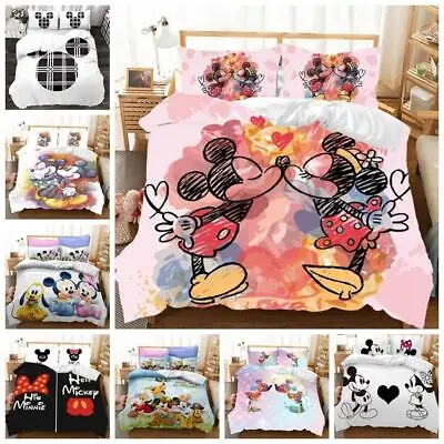 Mickey Mouse Bedding Set Quilt Duvet Cover Pillowcase Single Double King Size UK • £26.40