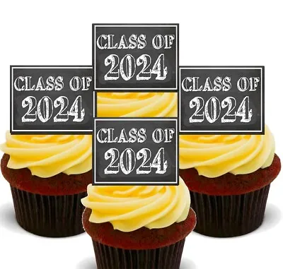 Class Of 2024 Edible Cupcake Toppers Graduation Stand-up Fairy Cake Decorations • $3.72