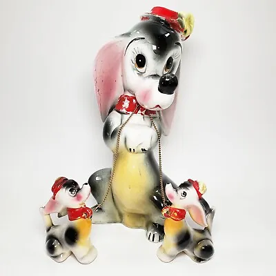 Vintage Kitsch Basset Hound Dog Chain Figurine Set Artmark Anthropomorphic • $39.11