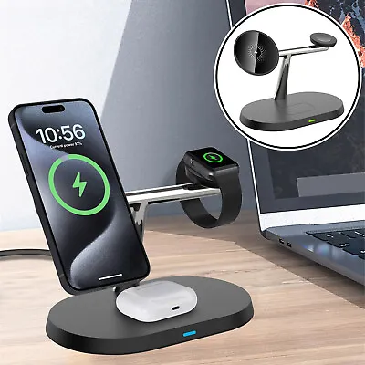 15W 3in1 Wireless Charging Station For Apple Watch 9/8/SE IPhone 15 Pro 14 13 12 • £19.99