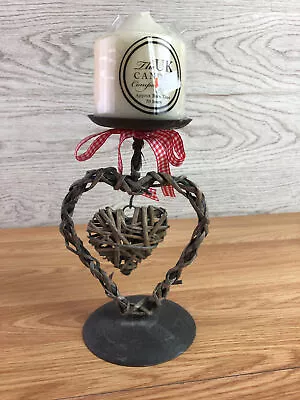 Metal And Wicker Heart Shaped Candle Holder With Spike • £19.99