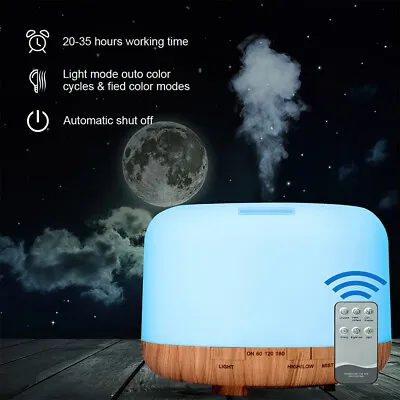 $23.69 • Buy 500ML Aroma Aromatherapy Diffuser LED Oil Ultrasonic Air Humidifier Purifier