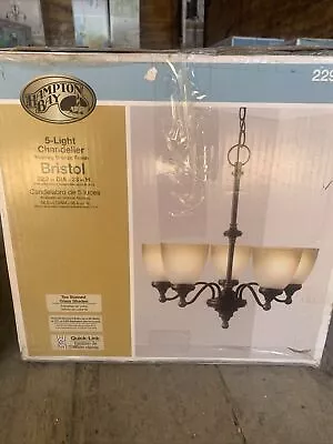 Hampton Bay Bristol 5-Light Chandelier Nutmeg Bronze Tea Stained Glass Shade • $37.75