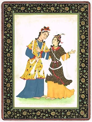 Hand Miniature Painting Of Beautiful Qajar Women - Persian Painting 10x14 Inches • $1624.99