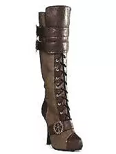 Ellie Shoes E-420-Quinley 4 Knee High Steampunk Boot With Laces 9 / Green • $83