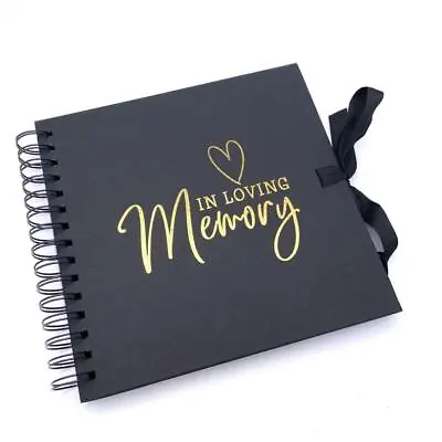 In Loving Memory Black Scrapbook Photo Album Or Guest Book Gold Script • £14.99