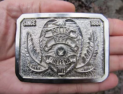 Vtg HELENA POLICE Belt Buckle COPS Montana Sergeant Wyoming Silver RARE VG++ • $24.99