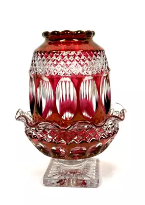 Westmoreland Glass RUBY FLASHED & Clear Cut Fairy Courting Candle Lamp Light • $84.95