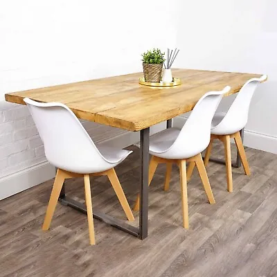 Rustic Dining Table With Square Box Steel Legs | Industrial Reclaimed Timber!! • £271.95