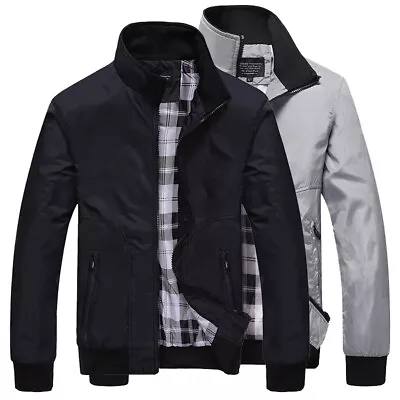 Outdoor Mens Autumn Stand Collar Zipper Jacket Sports Coat Windbreaker Jacket • £14.88