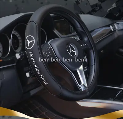 Black 38cm/15inch Steering Wheel Cover For Mercedes Benz New Faux Leather Nice • $30.99