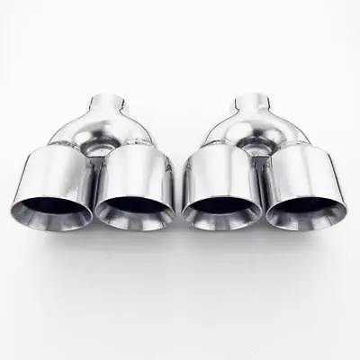 Stainless Steel QUAD 4  Out 2.5  Inlet 9  Long Dual Wall Exhaust Tips Dual Wall • $205.97