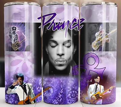 Prince Purple Collage Tumbler 20oz Stainless Steel Cup Mug Straw Lid • $19.95
