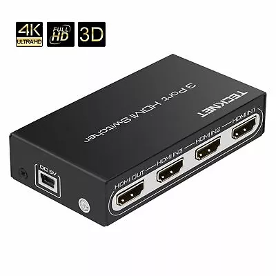 £9.99 • Buy TeckNet 4K HDMI Switch 3 Port HDMI Auto Switcher Box Support 4K 3D 1080P