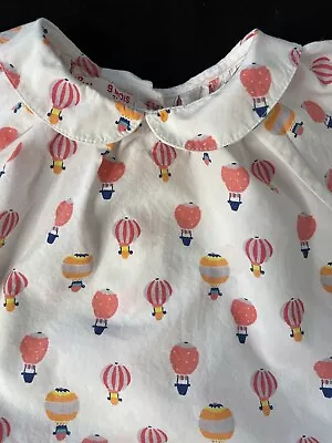 $12 • Buy DPAM White/Pink Hot Air Balloon Peter Pan Collar Cotton Blouse-9Mos