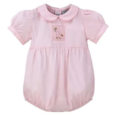 NWT Carriage Boutique Pink Smocked Giraffe Bubble Romper Baby Girls 3M 3 Months • $27.99