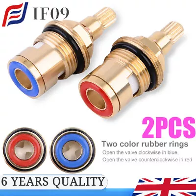 2PCS Replacement Tap Valves Brass Ceramic Stem Disc Cartridge Faucet Valve Turn • £8.89