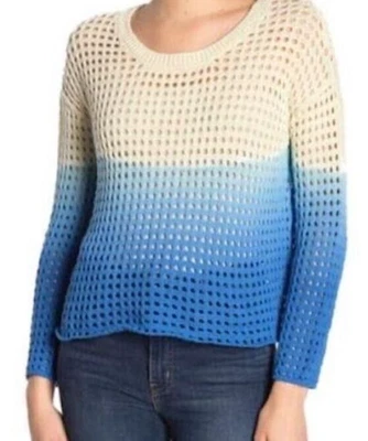 $9.95 • Buy Good Luck Gem Blue Ombre Open Stitch Sweater Long Sleeve NEW Women's Medium