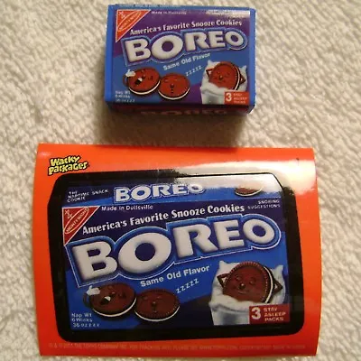 1.25  Wacky Packages Boreo Oreo Cookies Eraser & Sticker Card Topps 2011 • $4.99