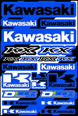 D'COR Kawasaki Style Decal Sheet Motorcycle Stickers BLUE • £20.28