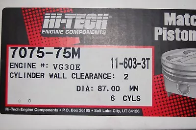 Hi-Tech Set Of 6 Pistons 7075-75M (.030) For VG30E Engine • $79
