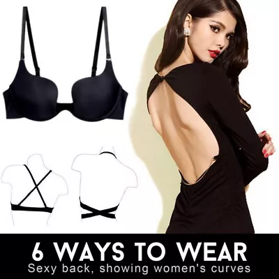 Deep U Shape Low Cut Plunge Bra Padded Push Up Multiway Sexy Bra Breathable • £5.35