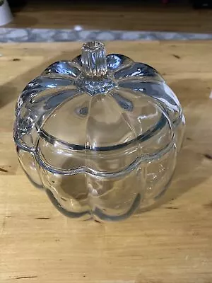 VTG Anchor Hocking Pumpkin Candy Cookie Jar Clear Glass • $19