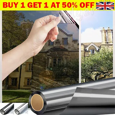 One Way Mirror Window Film UV Reflective Privacy Tint Foil Home Glass-Sticker*UK • £5.94