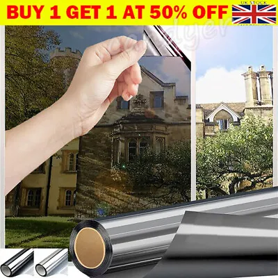 One Way Mirror Window Film UV Reflective Privacy.Tint Foil Home Glass Sticker-UK • £7.81