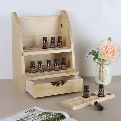 Wood Essential Oils Storage Rack Nail Polish Display Holder W/ Drawer 45 Slots • $27.89