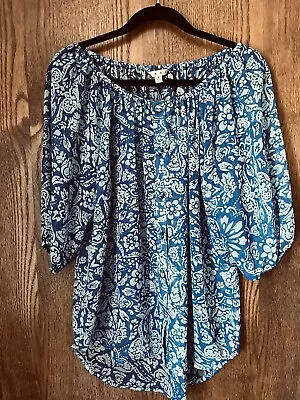 Womens Cabi Sheer Puffy Blue Blouse Size Small • $10