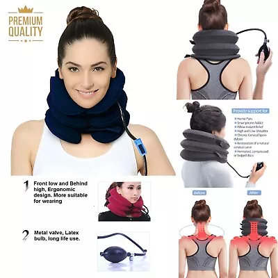 Air Inflatable Cushion Collar Neck Relief Pillow Traction Brace Support Stretch • £10.22