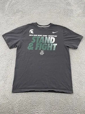Michigan State Spartans Football Shirt Adult Large Gray Rose Bowl Nike Tee Men • $11.87